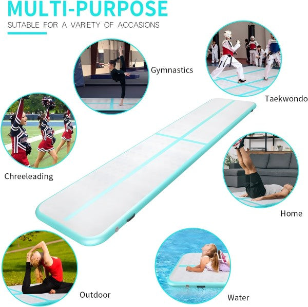 ZENOVA 16FT Inflatable Gymnastics Mat for Home Use Tumbling, Training, Cheerleading,Yoga,Water Lake with Electric Air Pump