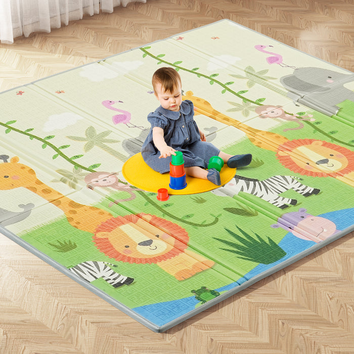 ZENOVA Reversible Baby Play Mat, Foldable and Waterproof Play Mat & Anti-Slip Foam Play Mat for Babies,Infants and Toddlers with Travel Bag (79x71x0.6in)