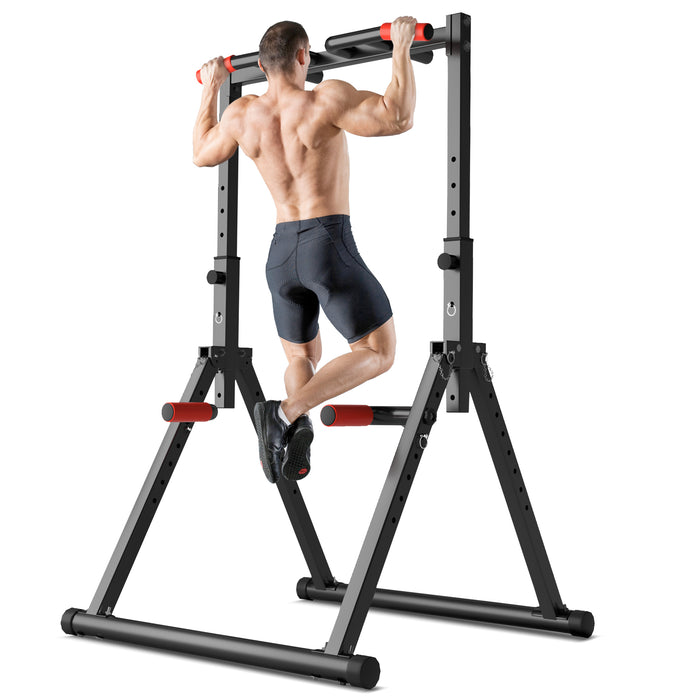 ZENOVA Pull Up Bar Station, Foldable Power Tower Dip Bar for Pull-up Push-up Home Gym Strength Training Workout Equipment