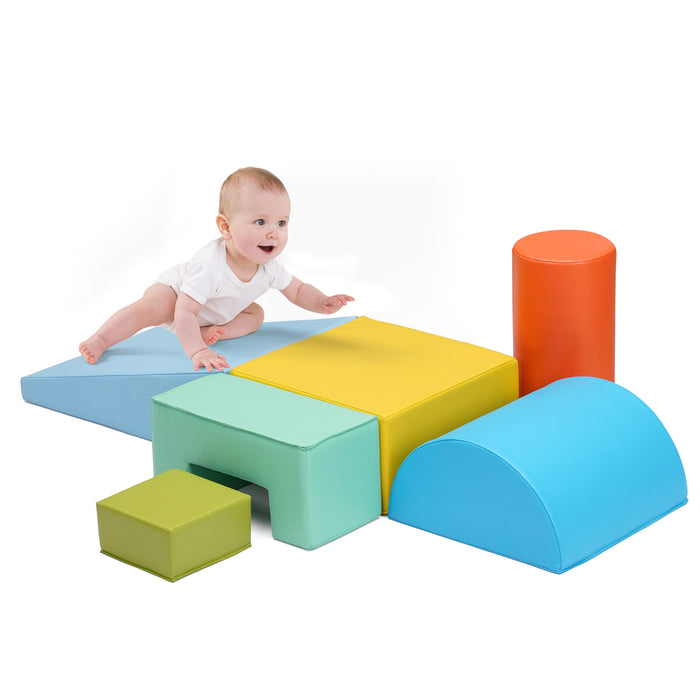 ZENOVA Climbing Toys for Toddlers 1-3, 6 Pieces Soft Lightweight Foam Block Indoor Climb and Crawl Activity Playset for Baby, Kids & Preschoolers