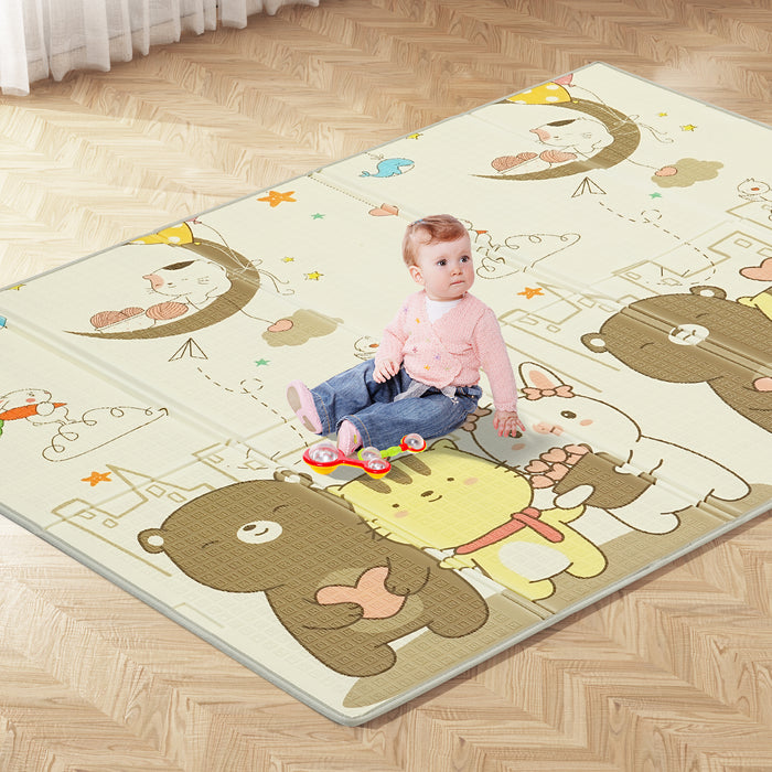 ZENOVA Reversible Baby Play Mat, Foldable and Waterproof Play Mat & Anti-Slip Foam Play Mat for Babies,Infants and Toddlers with Travel Bag (79x59x0.4in)
