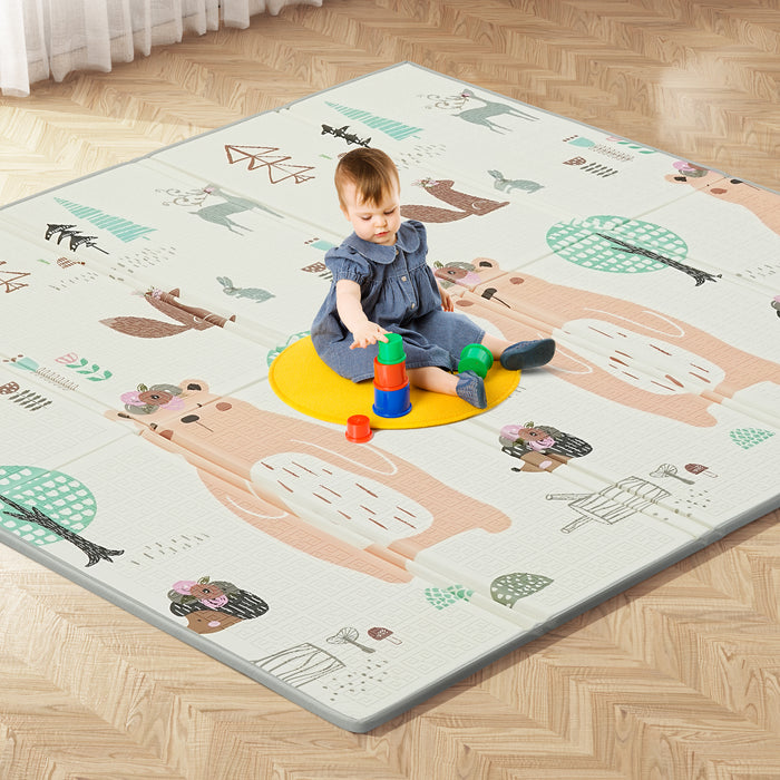 ZENOVA Reversible Baby Play Mat, Foldable and Waterproof Play Mat & Anti-Slip Foam Play Mat for Babies,Infants and Toddlers with Travel Bag (79x71x0.6in)