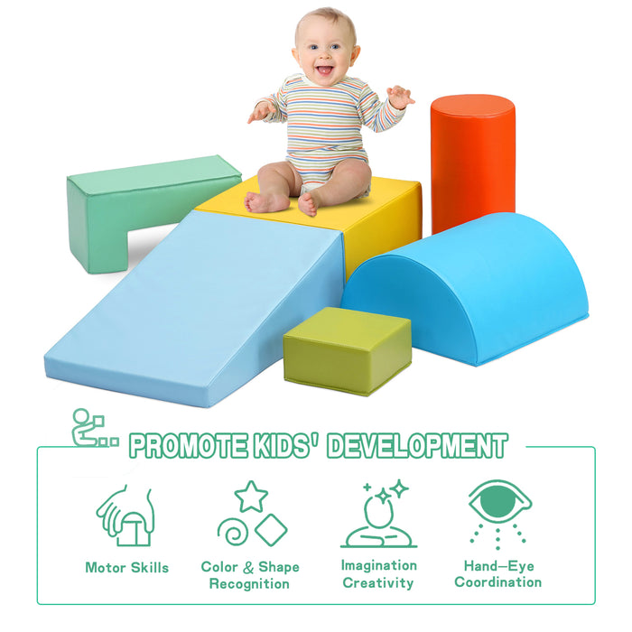 ZENOVA Climbing Toys for Toddlers 1-3, 6 Pieces Soft Lightweight Foam Block Indoor Climb and Crawl Activity Playset for Baby, Kids & Preschoolers