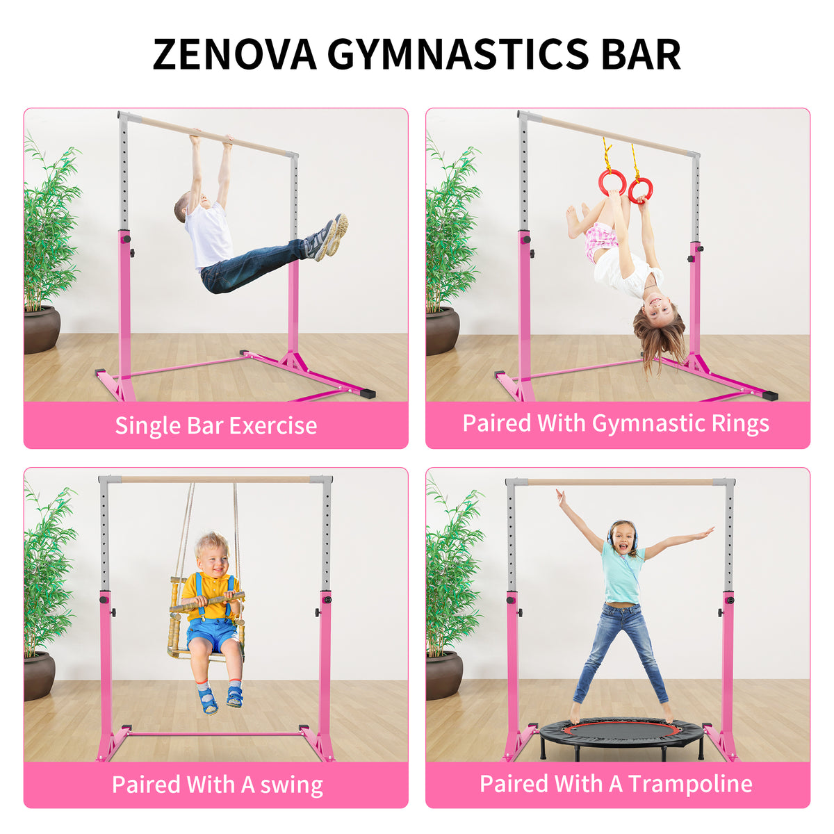 ZENOVA Gymnastics Kip Bars Junior Tumbling Bar for Kids Adjustable Horizontal Bar