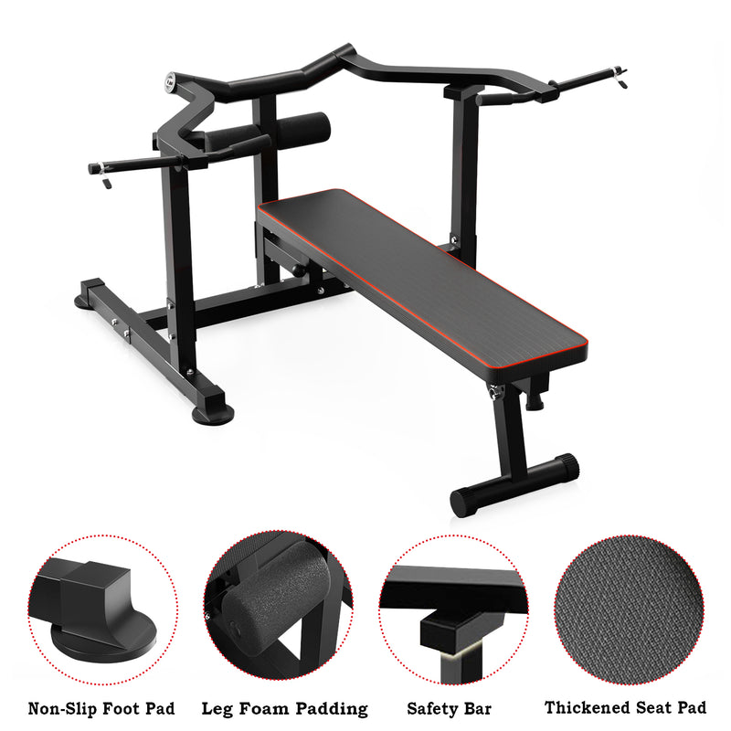 ZENOVA Bench Press Set, Chest Press Machine with Independent Converging Arms, Adjustable Flat Incline Bench Press with Dumbbell Rack for Chest, Arm and AB Workouts Home Gym Equipment