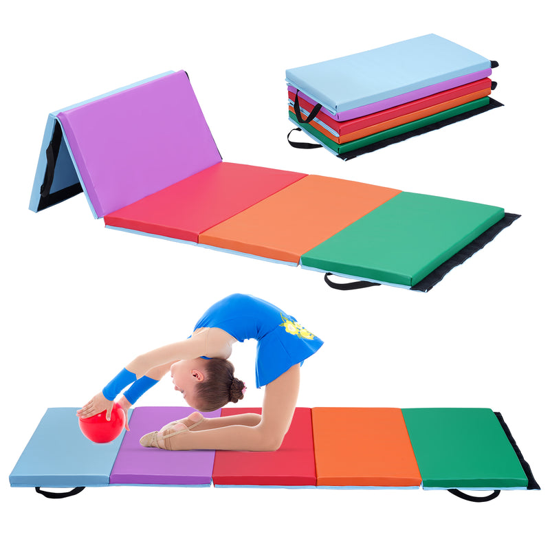 ZENOVA Gymnastics Mat 5-panel folding exercise mat 6’x2’x1.8”Lightweight Portable Kids’Tumbling Mat with Carrying Handles for Home Gym Workout & Active Play