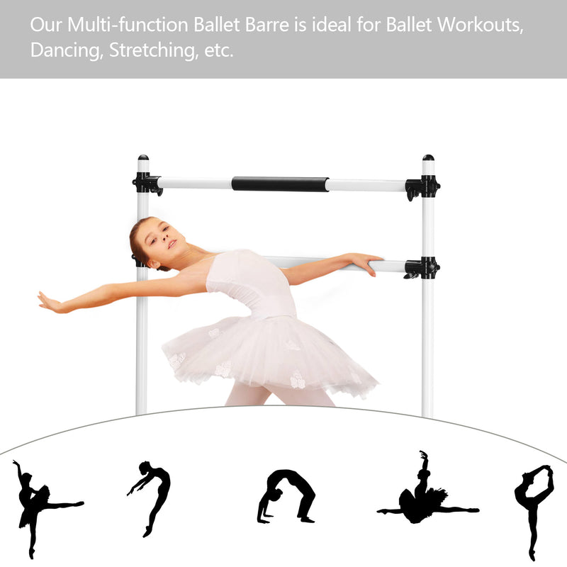 ZENOVA Adjustable Double Ballet Barre Dance Bar Stretching Bar Free Standing Kids Gifts
