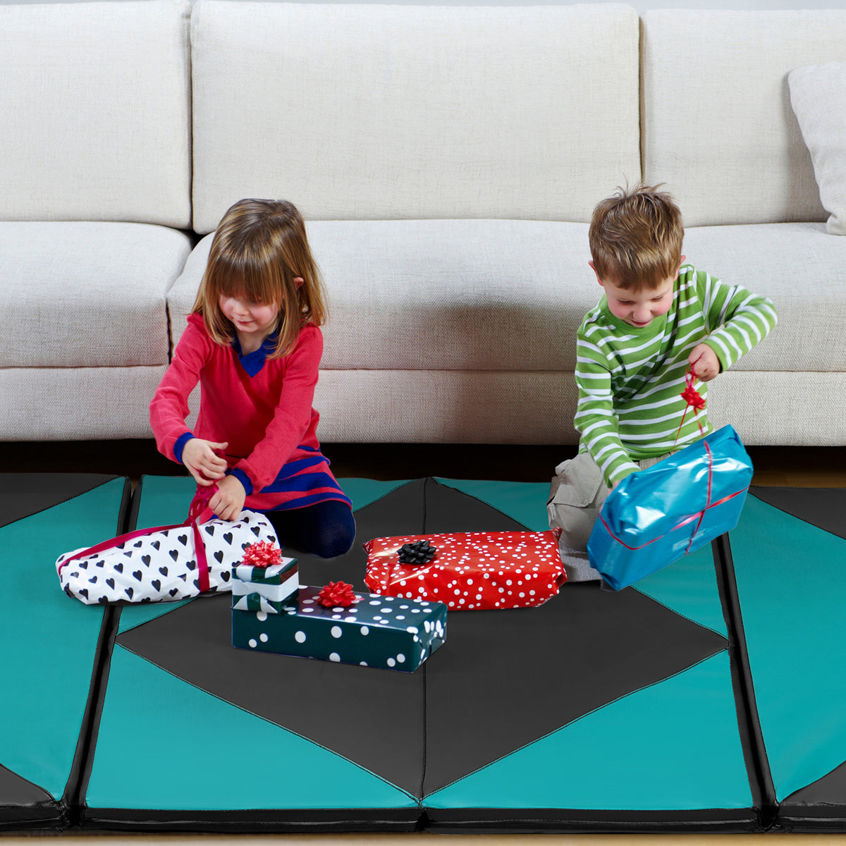 BestHFit Gymnastics Mat Tumbling Mat for Kids 3'x6'x1.7'' Thick Gym Workout Mats Foldable Exercise Mat Floor Mat