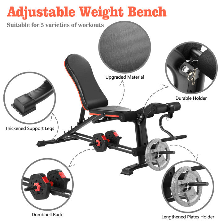 ZENOVA Adjustable Weight Bench - 5 in 1 Workout Bench Strength Training Bench Utility Bench Incline Bench Exercise Bench For Home Gym