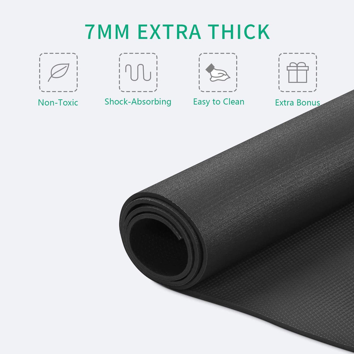 ZENOVA Large Workout Mat High Density Thick Exercise Mat 8'x5'/7'x5' x7mm Gym Flooring Cardio Mat, Shoe Friendly for All Intense Fitness and Home Workout