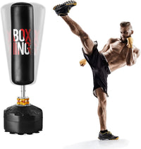 ZENOVA Punching Bag with Stand Heavy Boxing Bag Freestanding with 12 Suction Cup Base, Kickboxing for Adults & Youth Home Office Fitness Workout