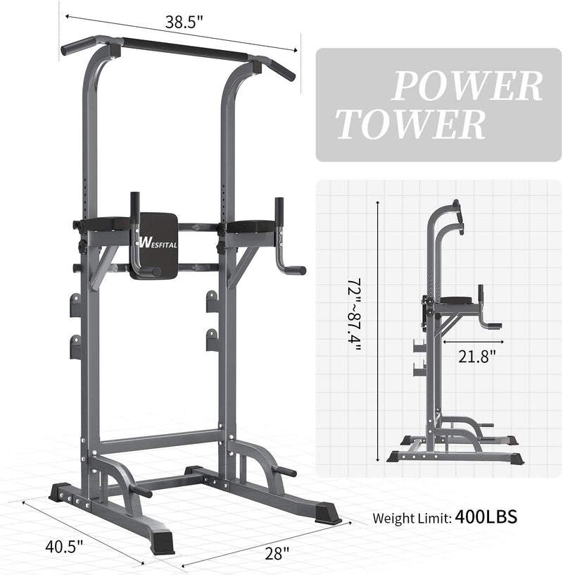 ZENOVA Power Tower Dip Stands Pull-Up Bars Squat Rack for Fitness Home Gym