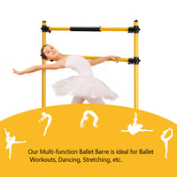 ZENOVA Adjustable Double Ballet Barre Dance Bar Stretching Bar Free Standing Kids Gifts
