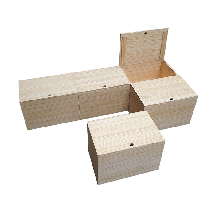ZENOVA Wood Bin Storage Cube Basket