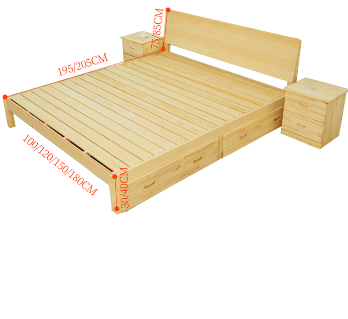 ZENOVA Solid Wood Platform Bed Modern Simple