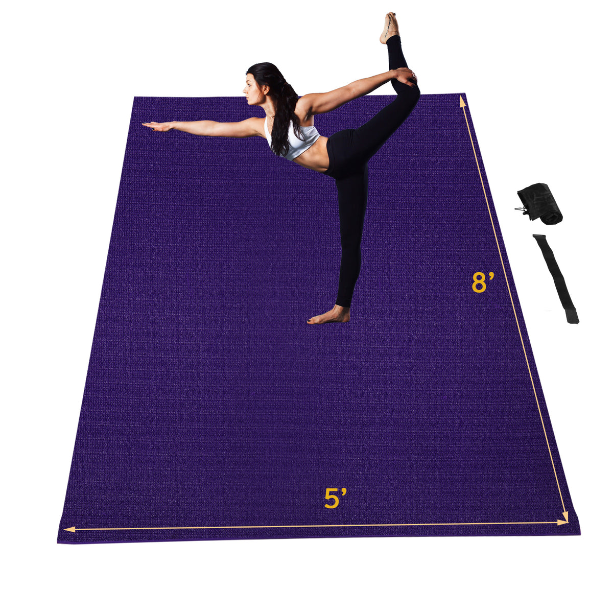 ZENOVA Large Workout Mat High Density Thick Exercise Mat 8'x5'/7'x5' x7mm Gym Flooring Cardio Mat, Shoe Friendly for All Intense Fitness and Home Workout